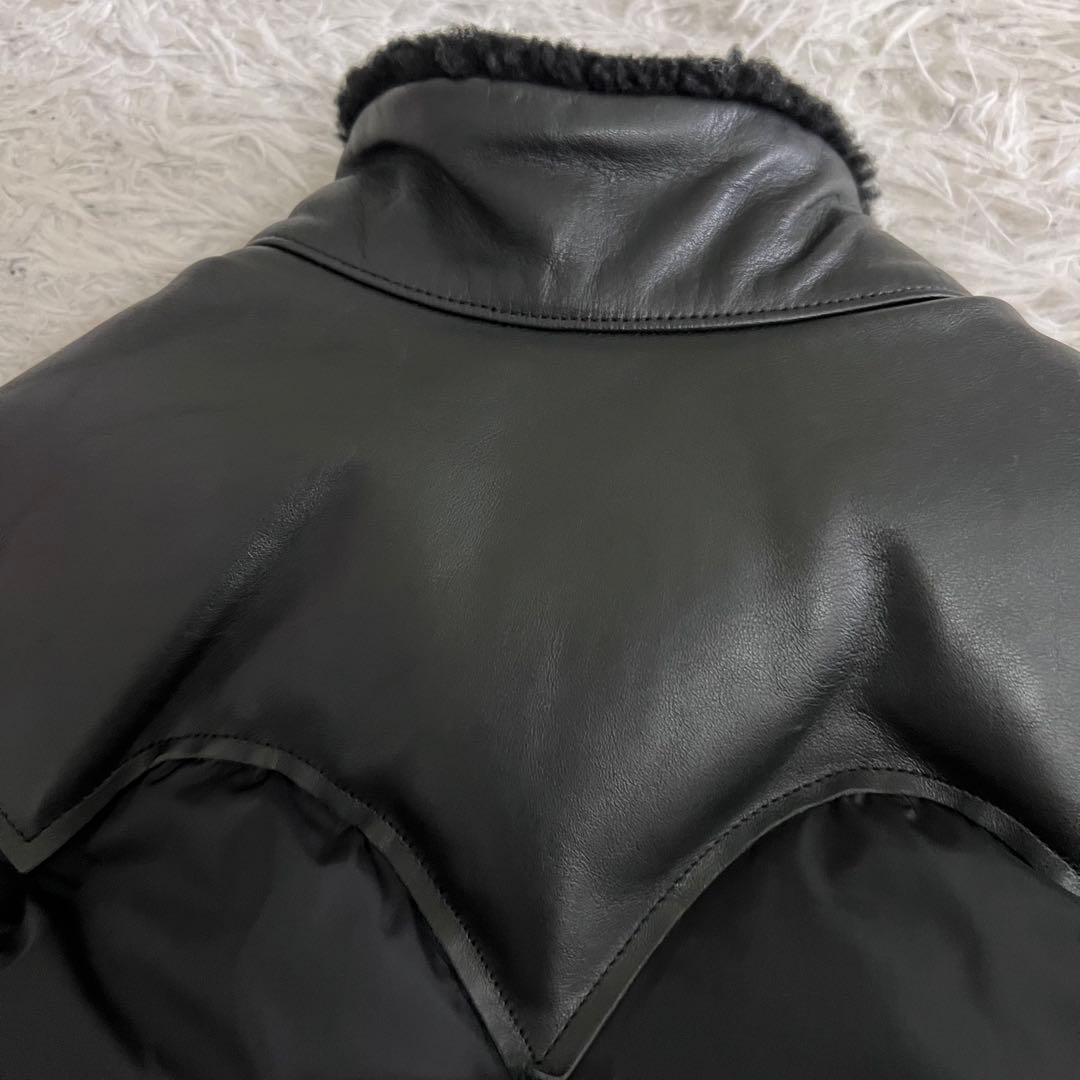 美品✨ロッキーマウンテンフェザーベッド ダウンベスト レザー切替 ボア S相当