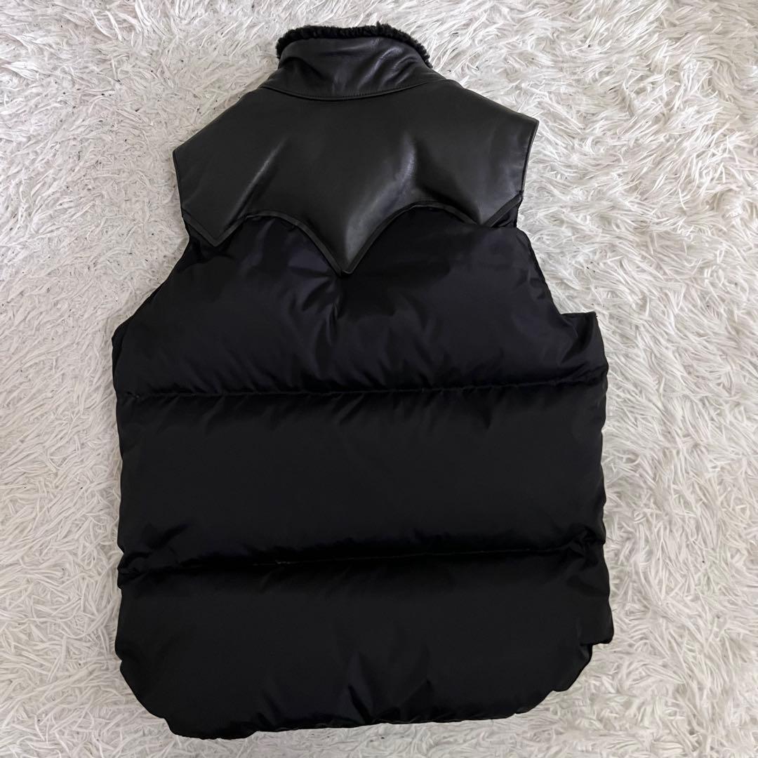 美品✨ロッキーマウンテンフェザーベッド ダウンベスト レザー切替 ボア S相当