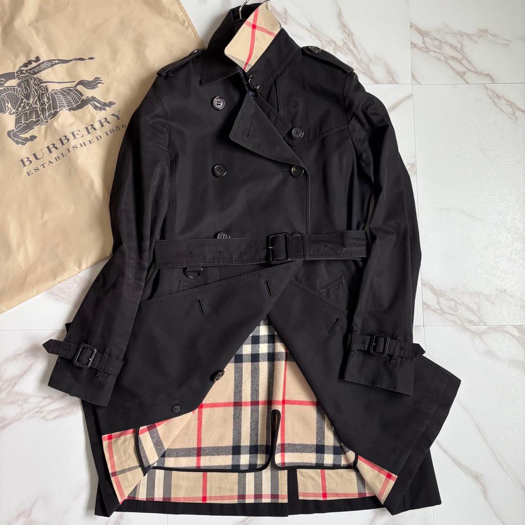 人気◆バーバリーロンドン ライナー ベルト付 トレンチコート 36 黒