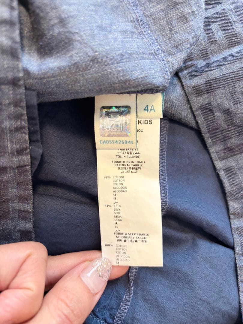 【FENDI】ネイビー ロゴ半袖ワンピース 4A(105cm)