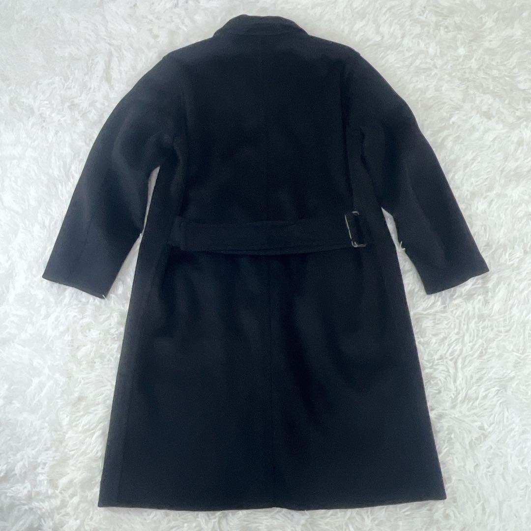 +J カシミヤ混 ウール チェスターコート L 黒 ブラック