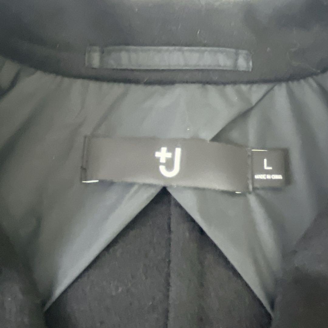 +J カシミヤ混 ウール チェスターコート L 黒 ブラック