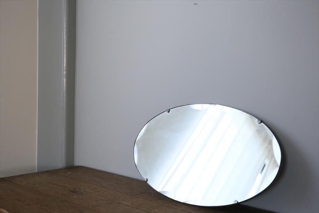 英国アンティーク壁掛けカッティングミラー/ベベルドミラー/鏡(87-94-3)