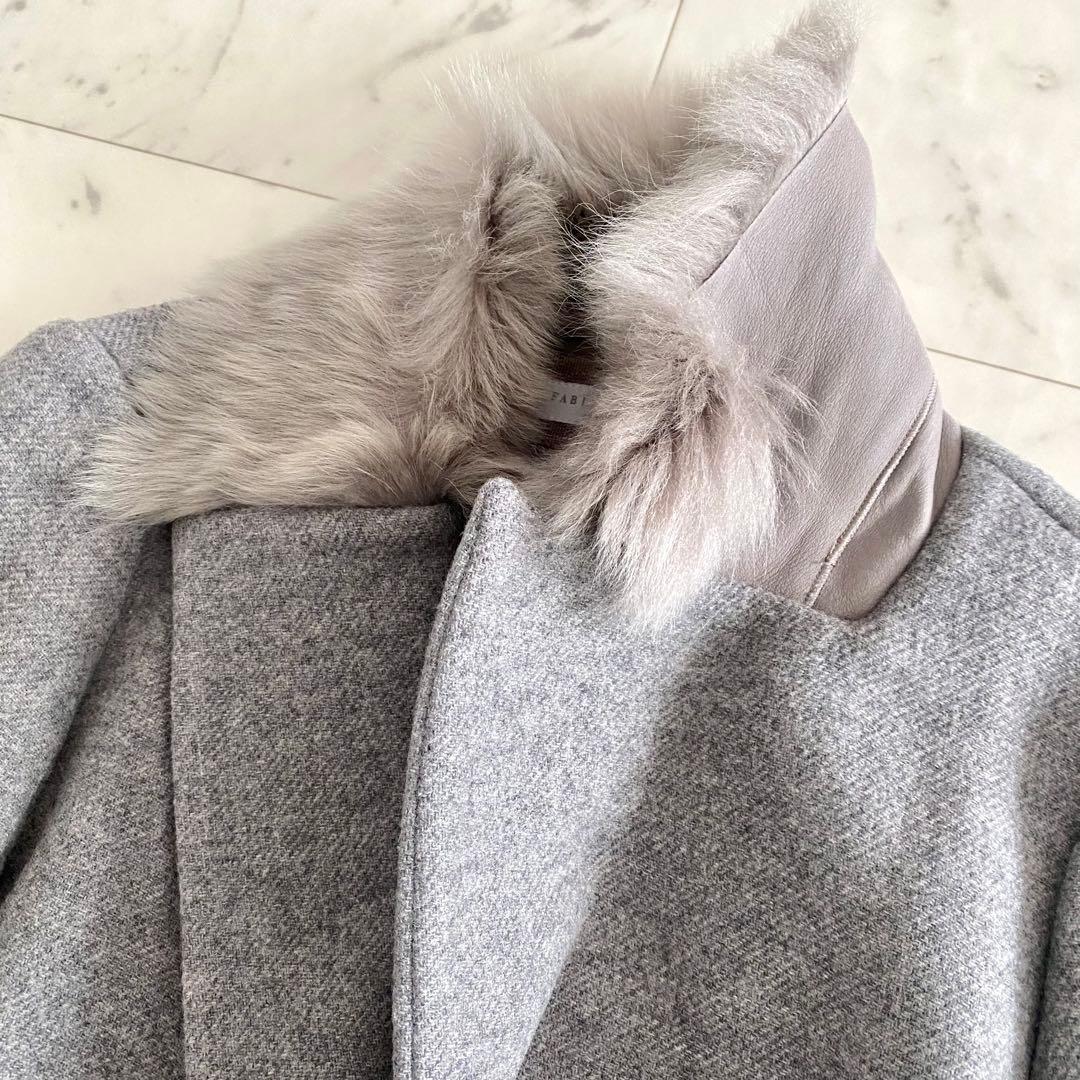 美品 ファビアナフィリッピ ファー付き レザー切り替えウールチェスターコート
