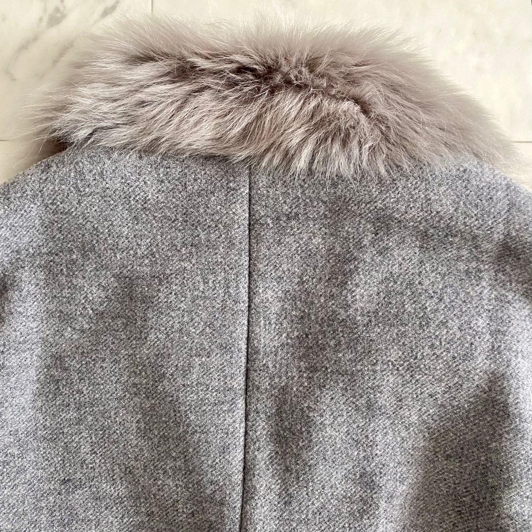 美品 ファビアナフィリッピ ファー付き レザー切り替えウールチェスターコート