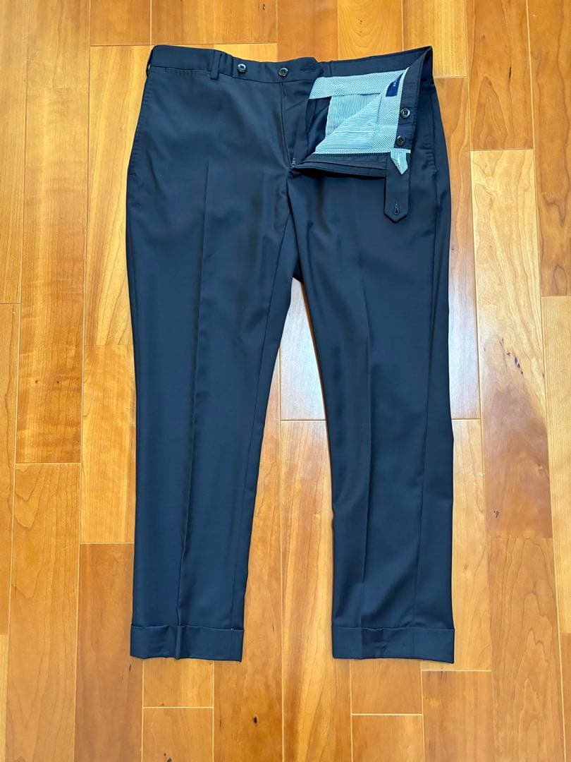 INCOTEX スラックス ポルトガル製 ネイビー 50 スリムテーパード