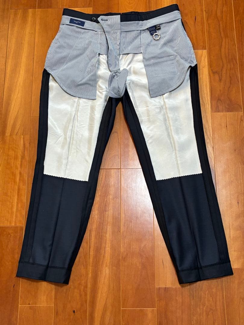 INCOTEX スラックス ポルトガル製 ネイビー 50 スリムテーパード