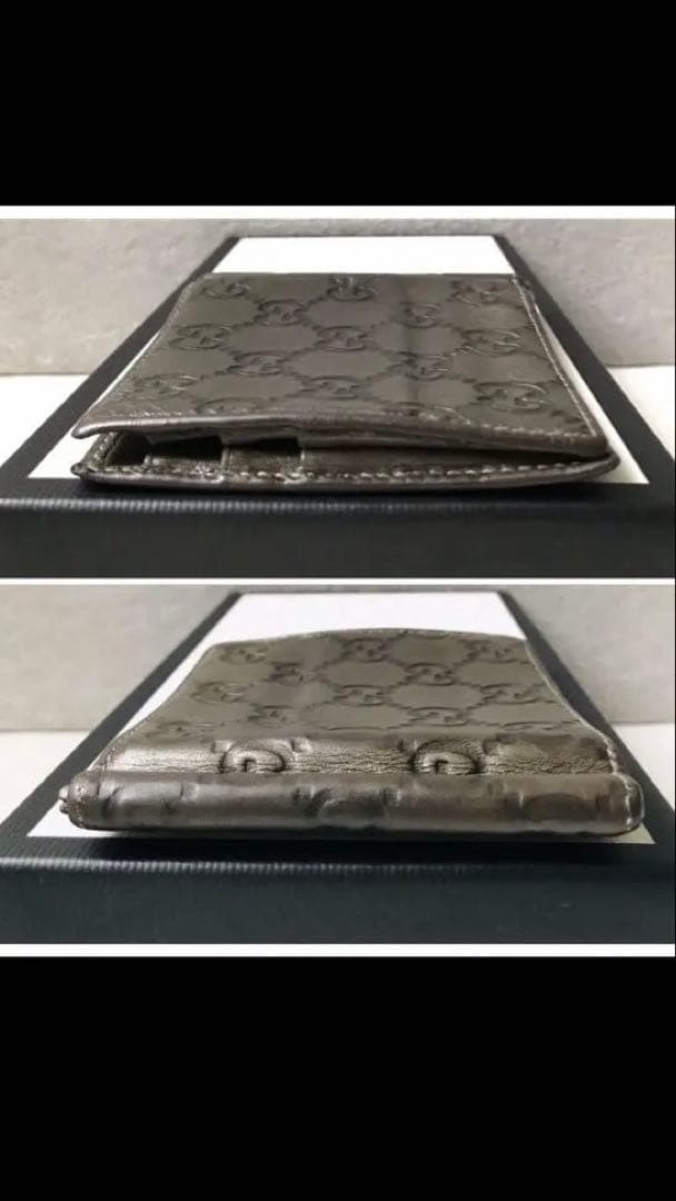 ☆*☆様 GUCCI シマ マネークリップ 二つ折り ブラウンレザー