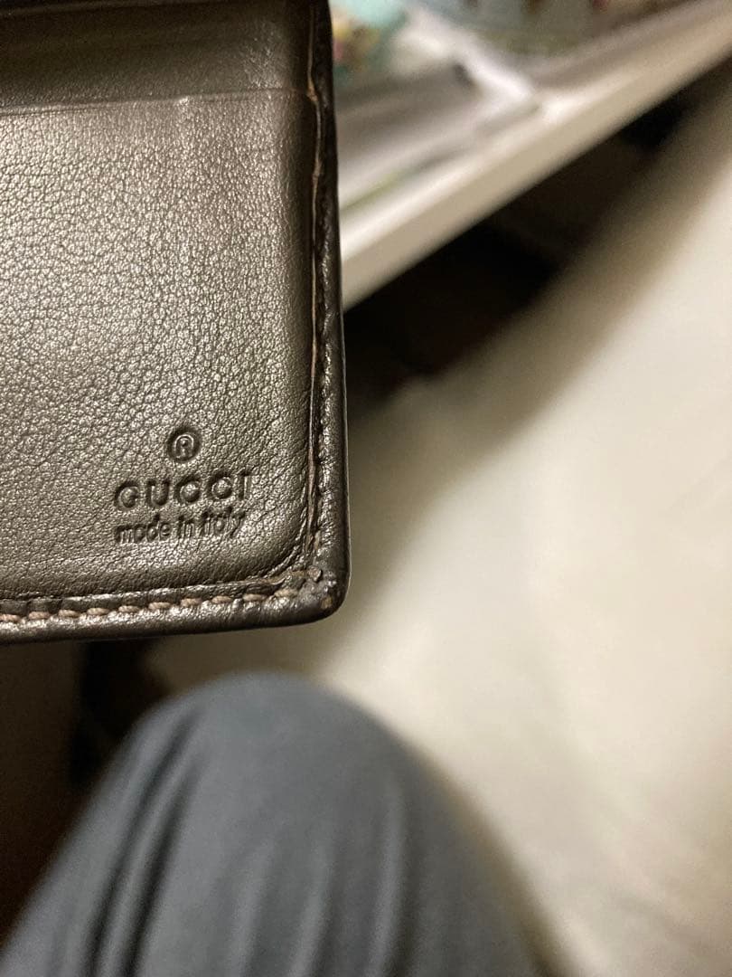 ☆*☆様 GUCCI シマ マネークリップ 二つ折り ブラウンレザー