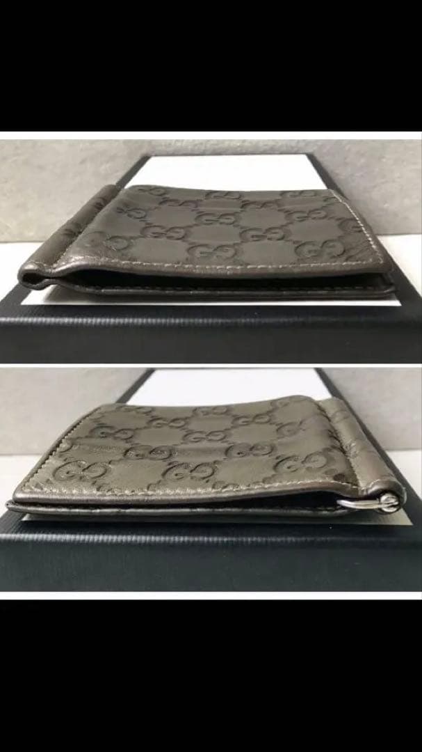 ☆*☆様 GUCCI シマ マネークリップ 二つ折り ブラウンレザー