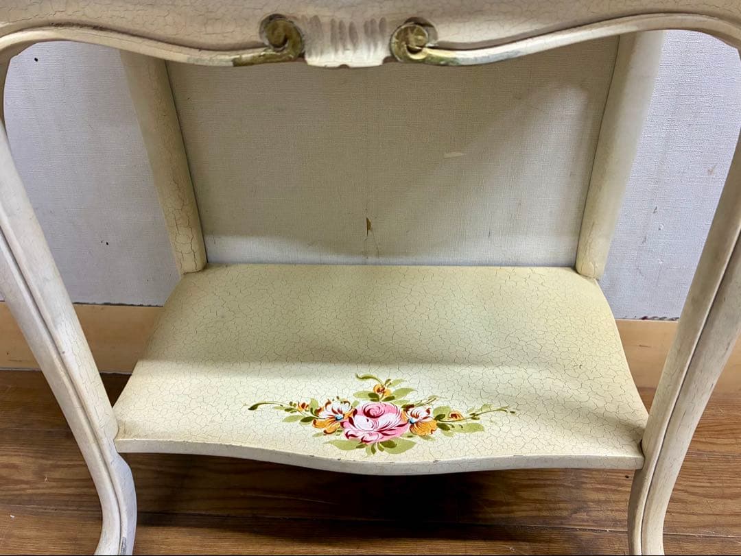 管399☆ イタリア製☆ロココ調☆姫家具☆ヒビ加工☆サイドテーブル