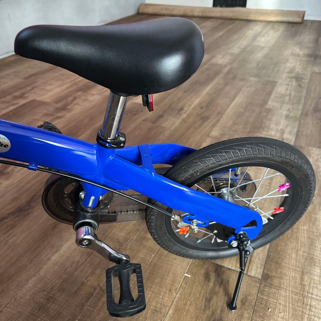 変身バイク　キッズ自転車　青色　14インチ