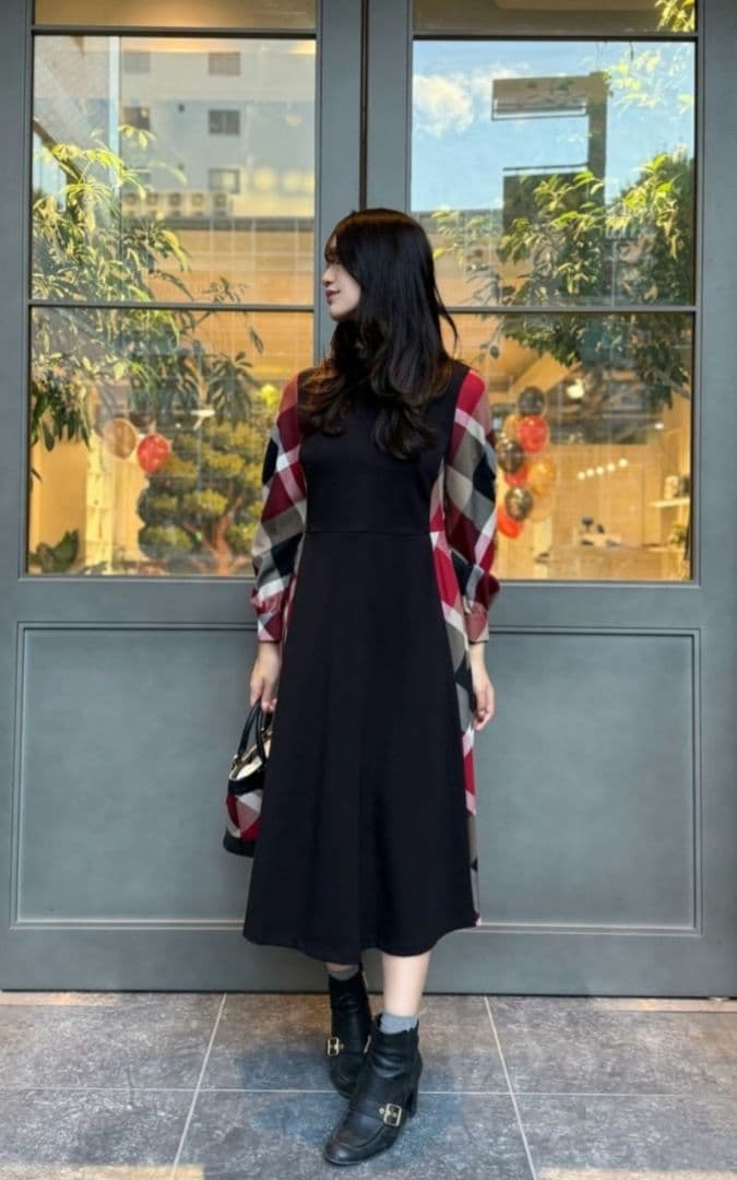 ブルーレーベルクレストブリッジ現行商品☆限定店舗☆ストレッチポンチチェックドレス