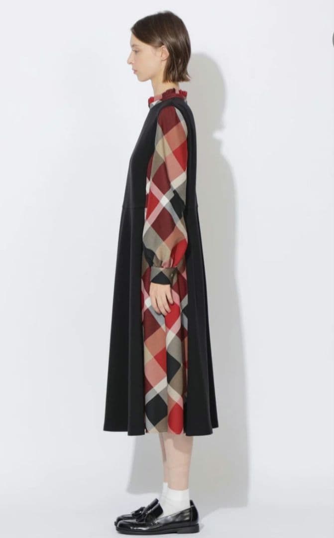 ブルーレーベルクレストブリッジ現行商品☆限定店舗☆ストレッチポンチチェックドレス