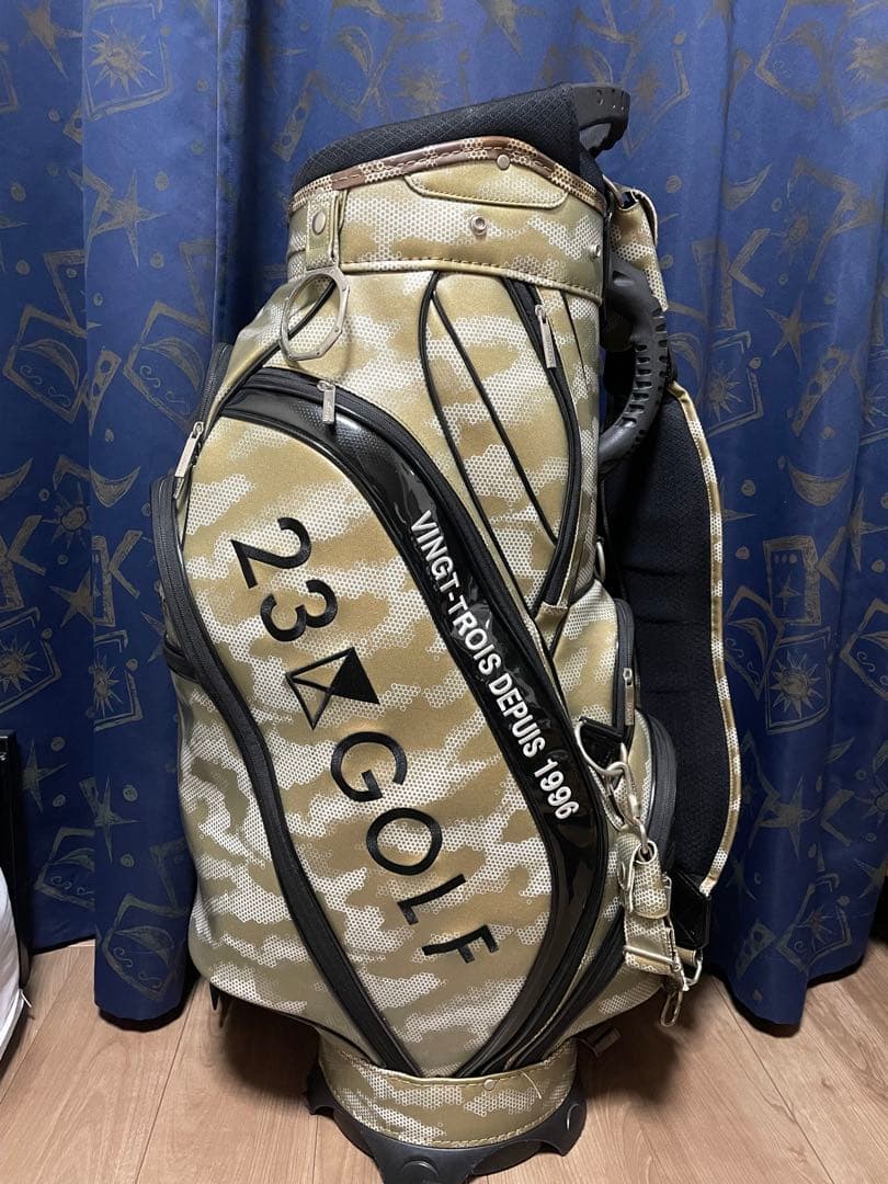 23区GOLF ゴールド迷彩柄 ゴルフバッグ※サブバッグあり
