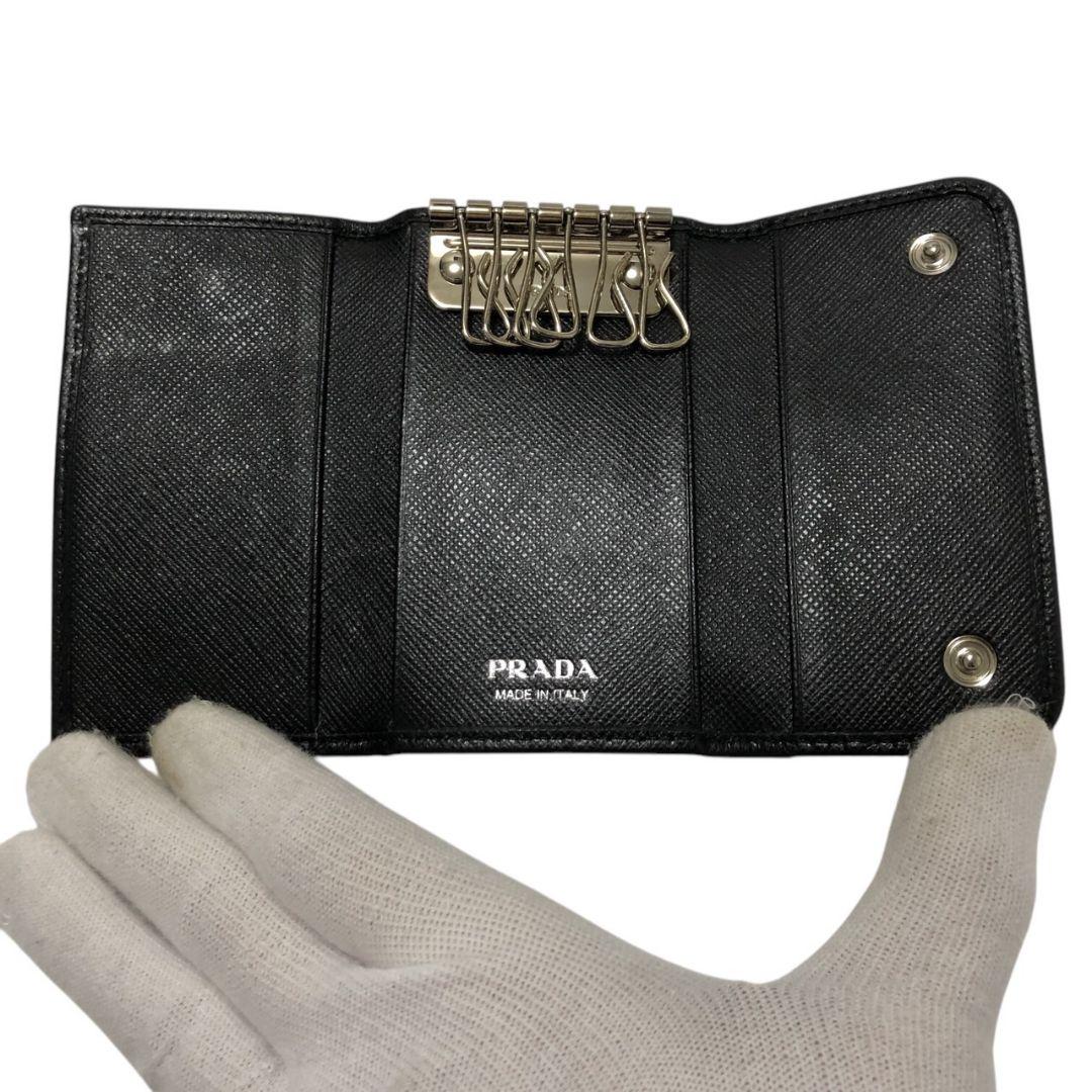 【極美品】PRADA プラダ キーケース サフィアーノ レザー 6連 ブラック