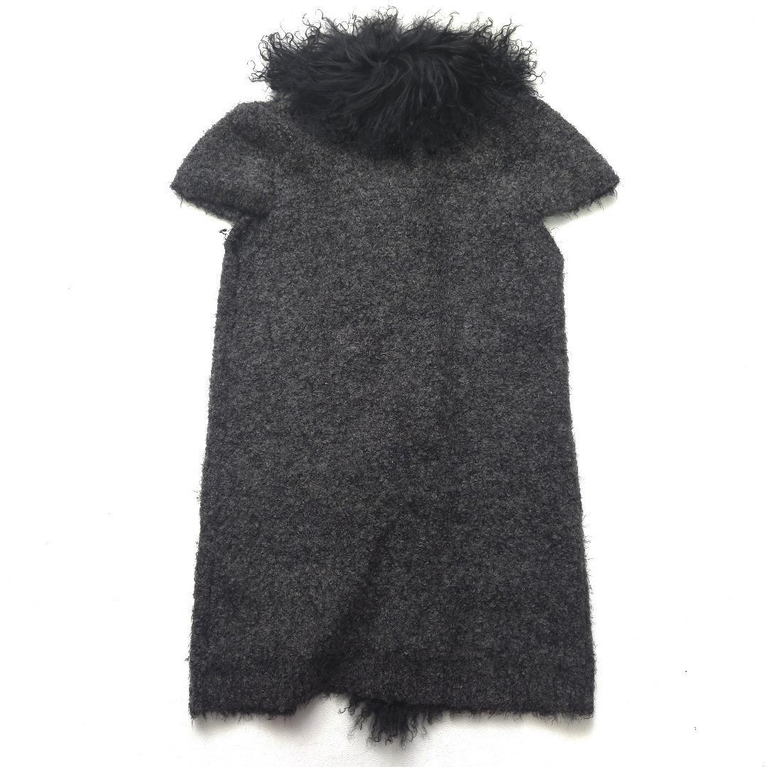 インゲボルグ　ラムファー　ロングベスト　ジレ　羽織　カーディガン　グレー　3　M