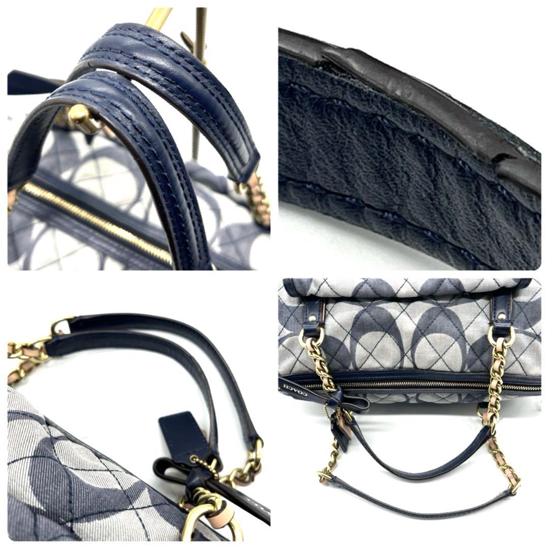 【希少】コーチ シグネチャー キルティングデニム 2way ショルダーバック