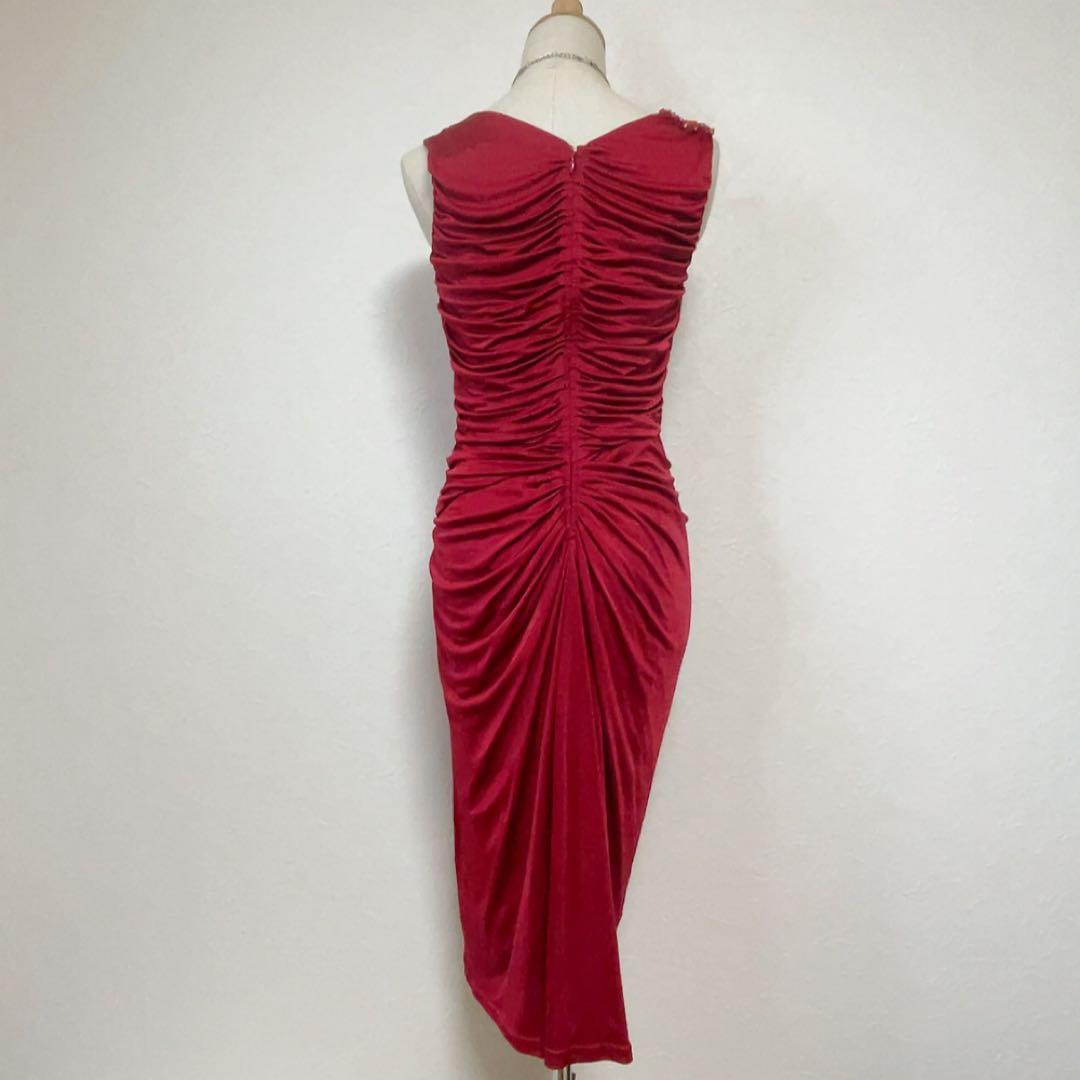メトリーゼ 美品 ドレープワンピース フォーマルドレス バーガンディ 9号結婚式