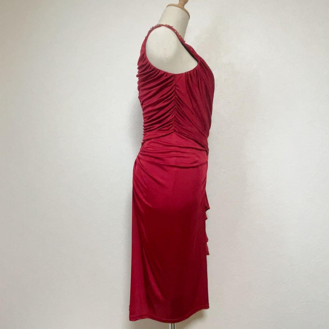 メトリーゼ 美品 ドレープワンピース フォーマルドレス バーガンディ 9号結婚式