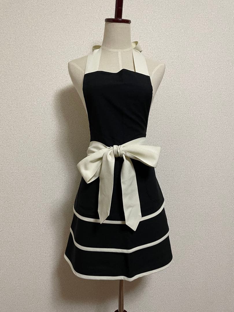 最終値下げ！！ 高級ブランド　アームボーテ　白黒　リボン　エプロン