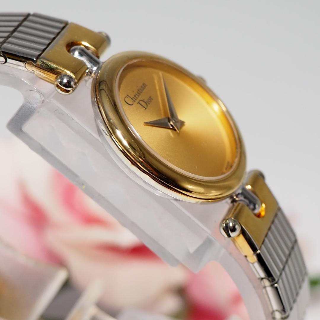 美品 クリスチャンディオール DIOR ゴールド文字盤 腕時計 F751