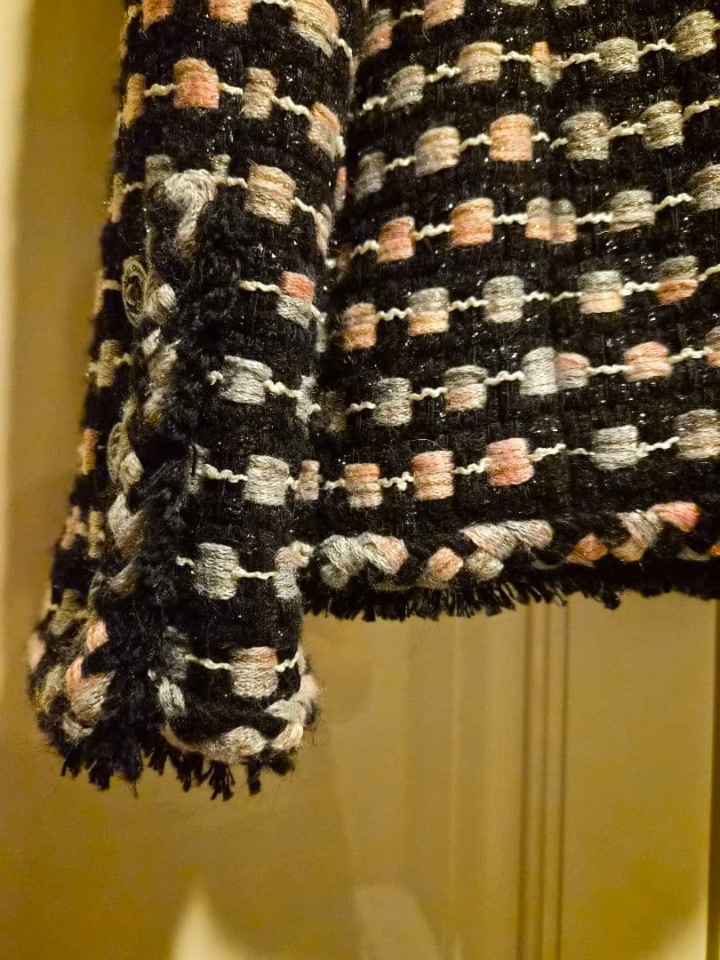 『CHANEL』シャネル　ブラック&ピンク&グレー　ツィード　ジャケット　38