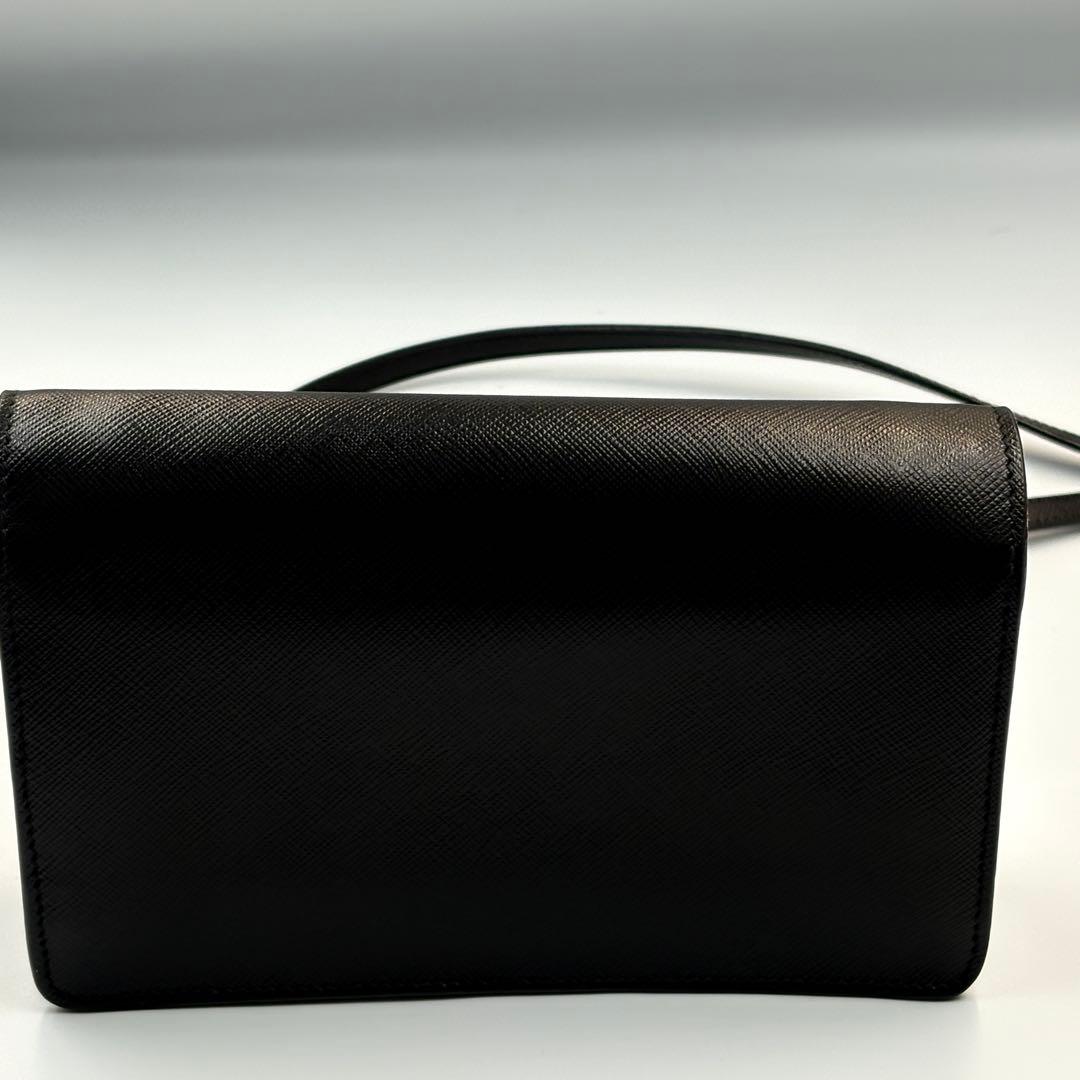 PRADAサフィアーノショルダーバッグウォレットブラック ゴールド金具20cm
