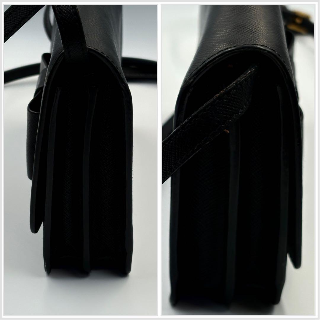 PRADAサフィアーノショルダーバッグウォレットブラック ゴールド金具20cm