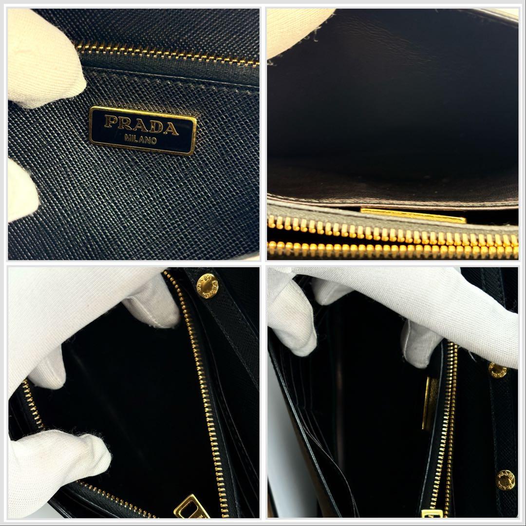 PRADAサフィアーノショルダーバッグウォレットブラック ゴールド金具20cm
