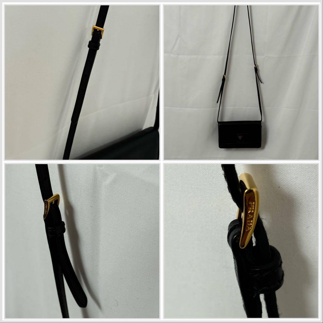 PRADAサフィアーノショルダーバッグウォレットブラック ゴールド金具20cm
