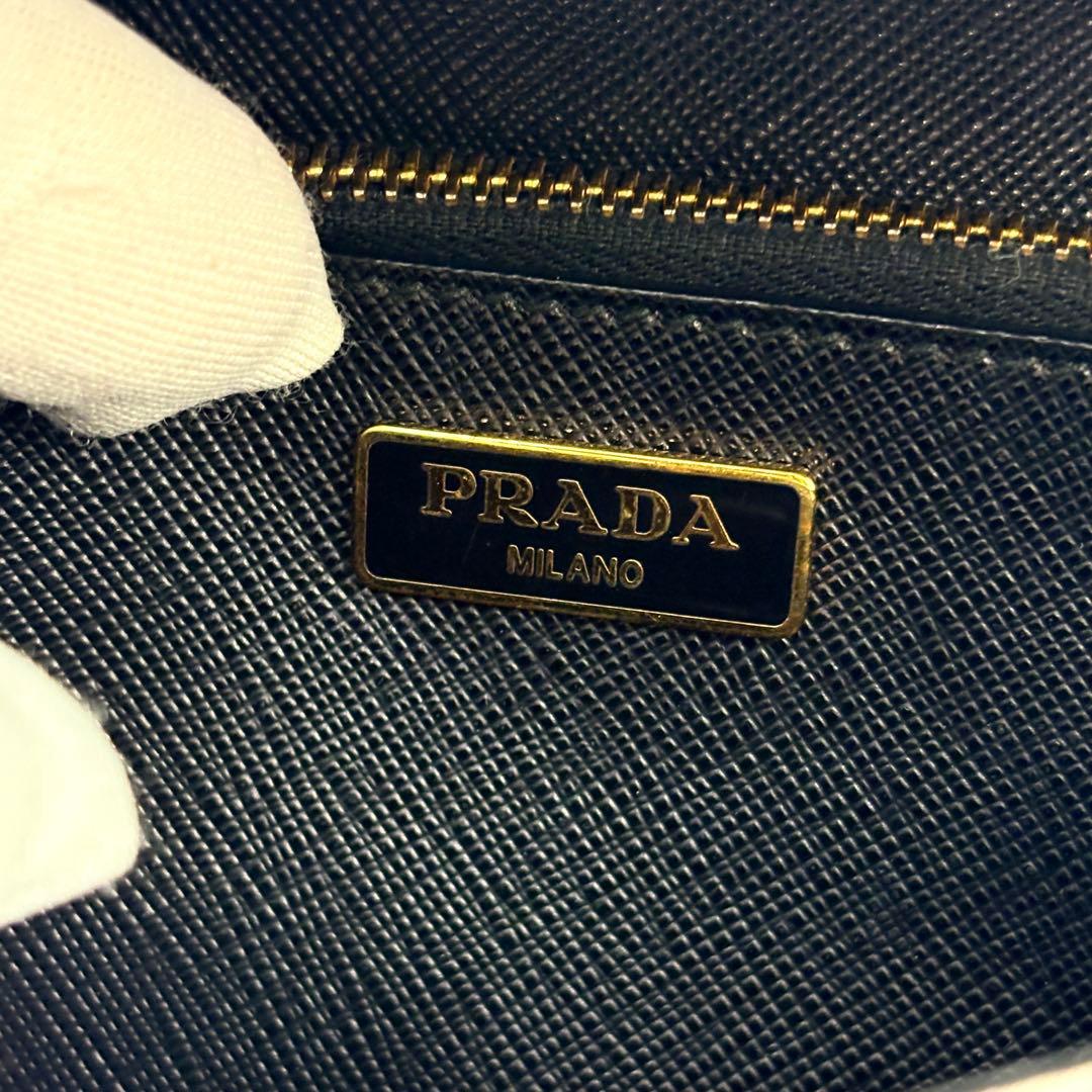 PRADAサフィアーノショルダーバッグウォレットブラック ゴールド金具20cm