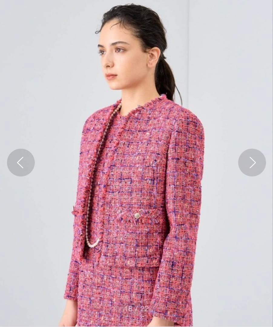 2023年モデル☆ ANAYI ネオンツイードノーカラー ジャケット