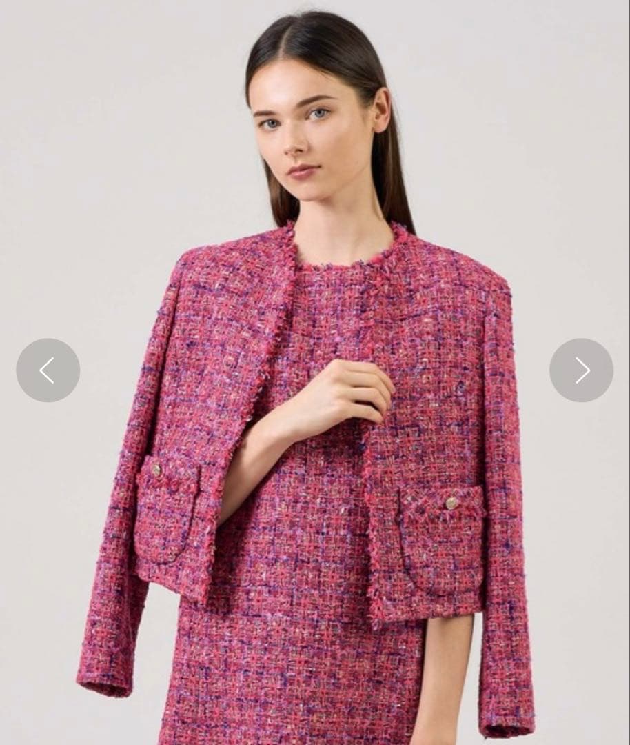 2023年モデル☆ ANAYI ネオンツイードノーカラー ジャケット