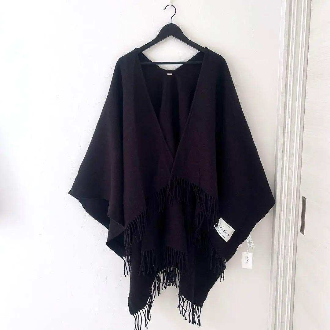 《新品23AW》Mila Owen 洗える ベーシックケープ 黒 フリンジ F