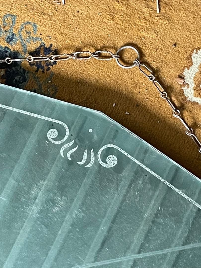 稀少/アンティーク/イギリス製/壁掛けミラー/カッティングミラー/ミラー/鏡