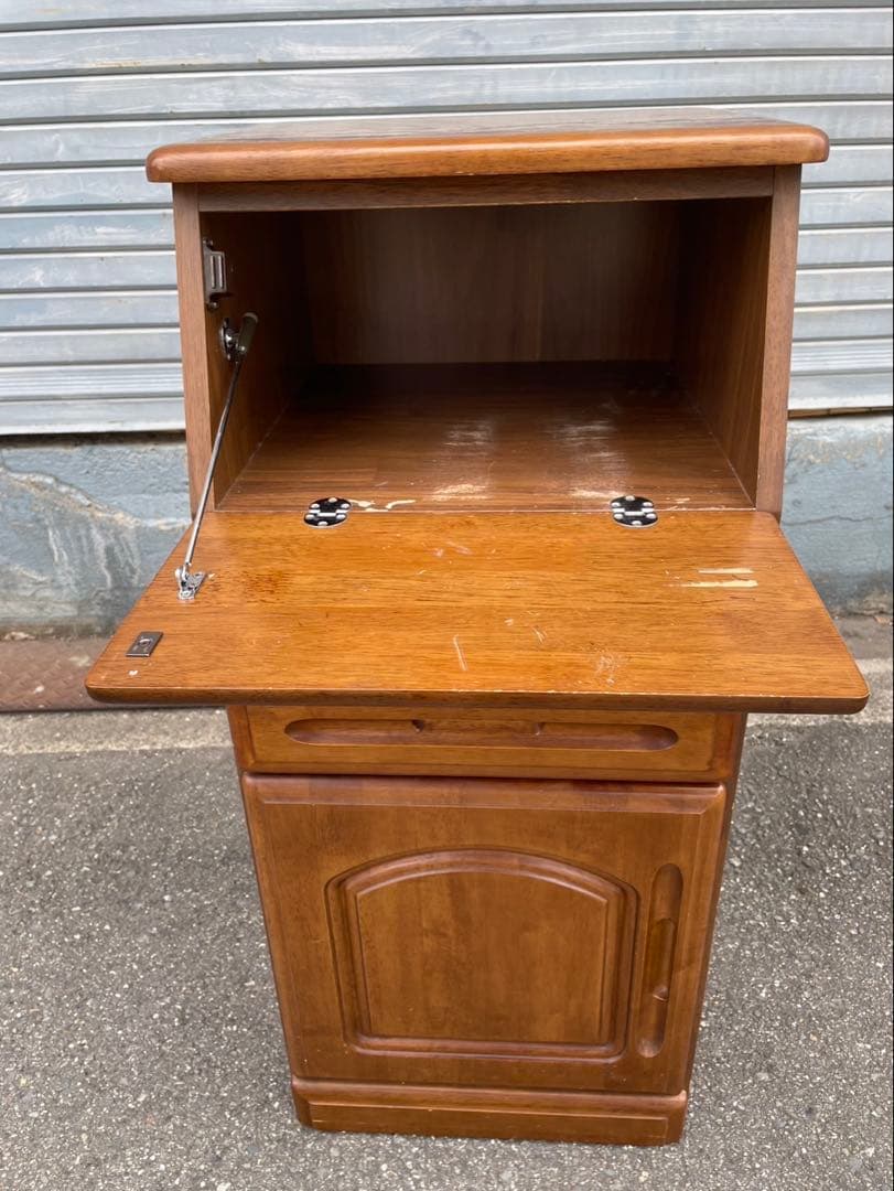 ライティングビューロー　木製電話台 引き出し付き ブラウン