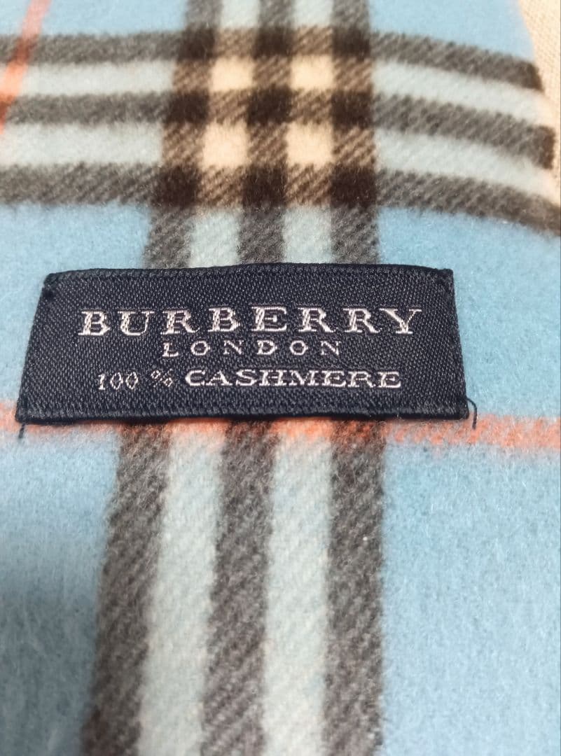 バーバリー　カシミヤ100％　マフラー　水色