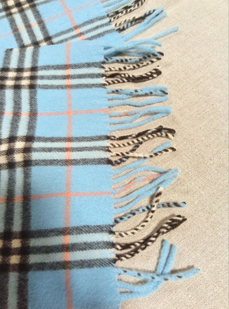 バーバリー　カシミヤ100％　マフラー　水色