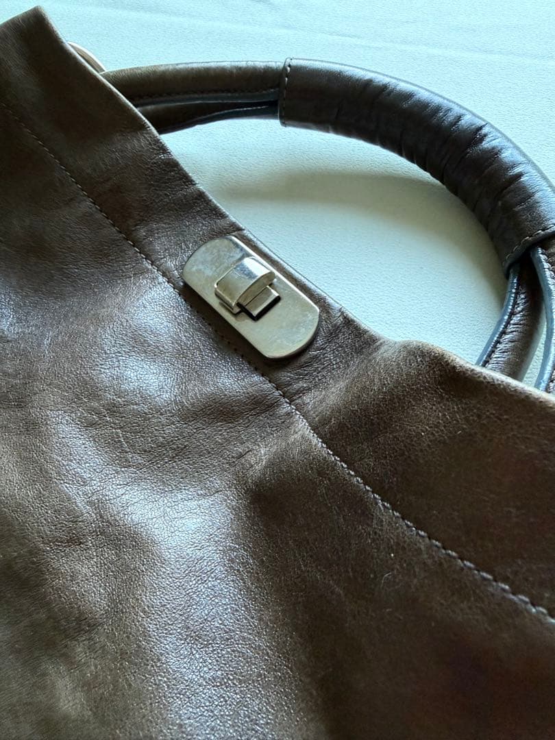 マルニ　marni ワンハンドル　ダークブラウン レザー ハンドバッグ