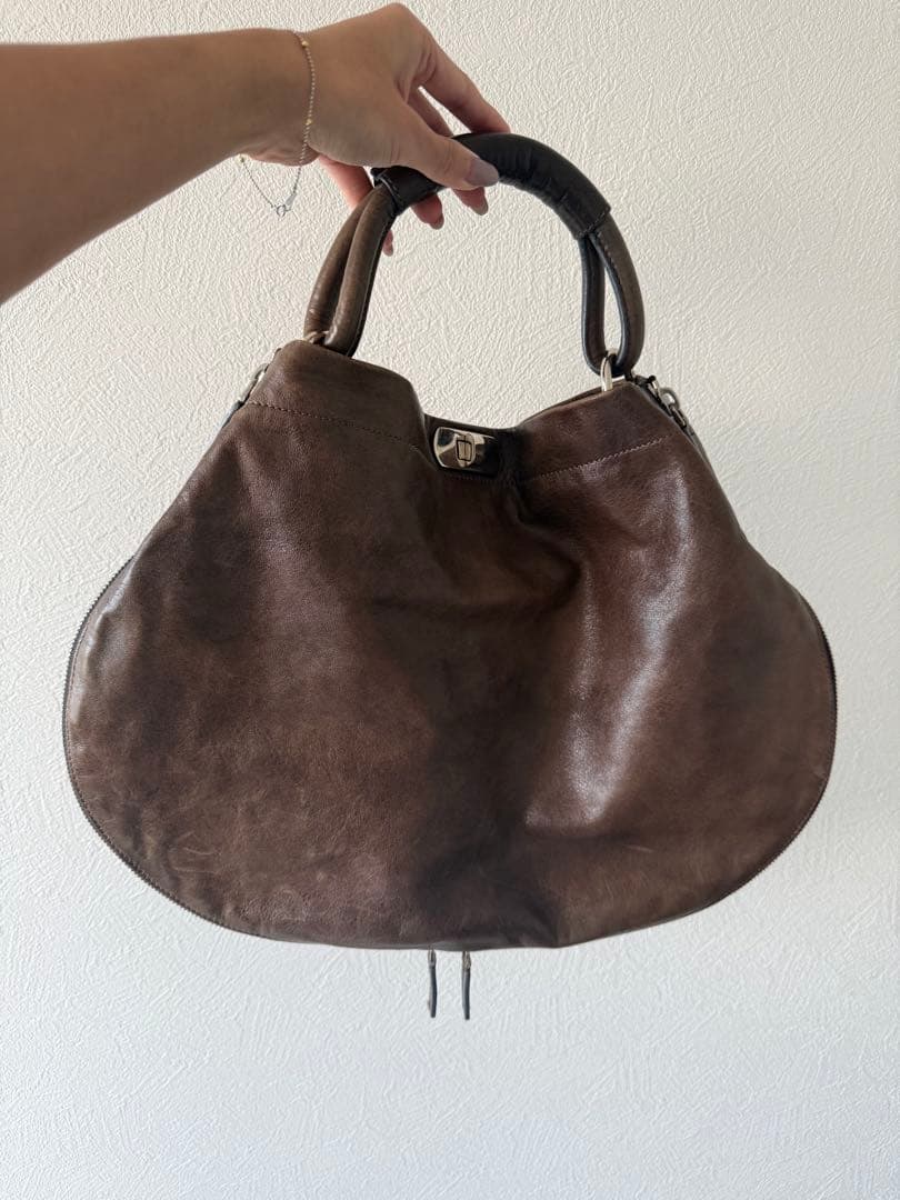 マルニ　marni ワンハンドル　ダークブラウン レザー ハンドバッグ
