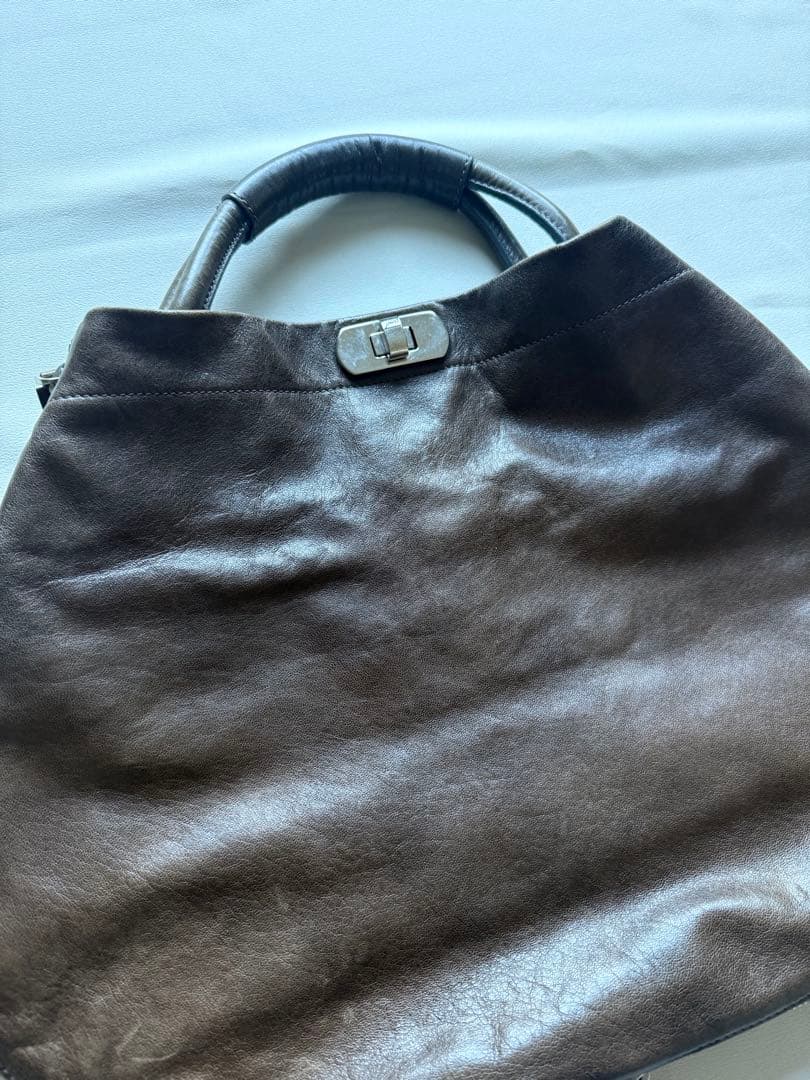 マルニ　marni ワンハンドル　ダークブラウン レザー ハンドバッグ
