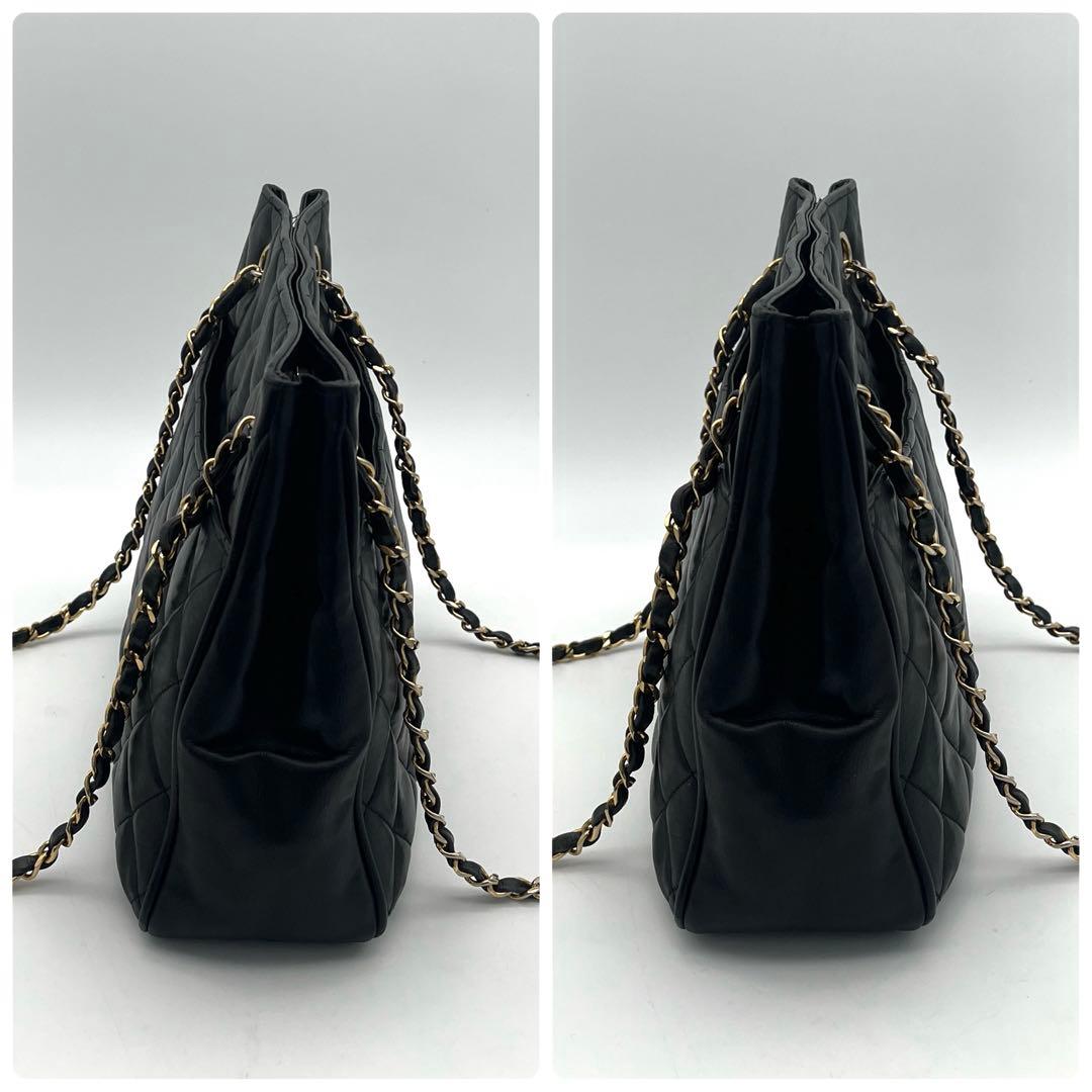 シャネル　マトラッセ　チェーントートバッグ　ラムスキン　ブラック