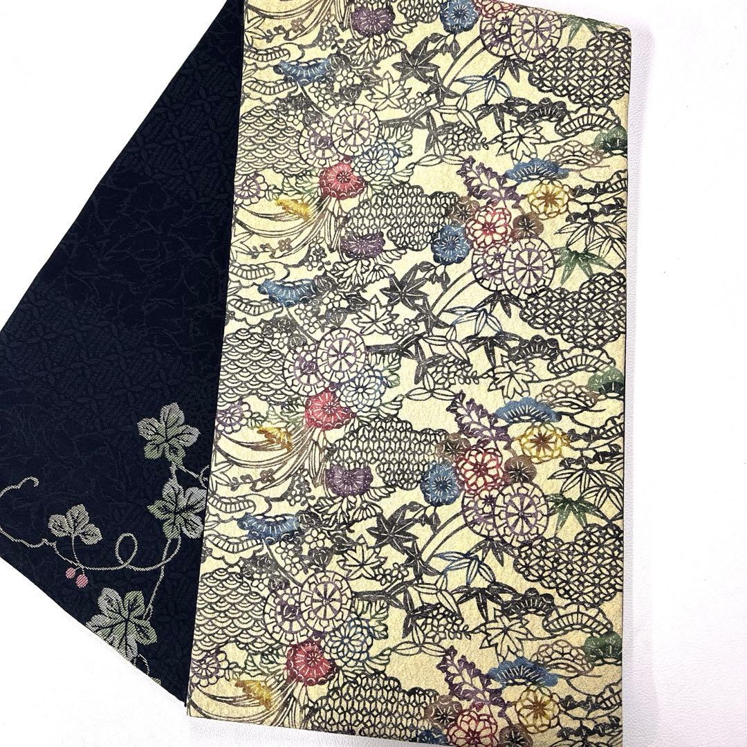 専用帯6050 ●高級 正絹 紅型 両面全通 リバーシブル 袋帯 松竹梅