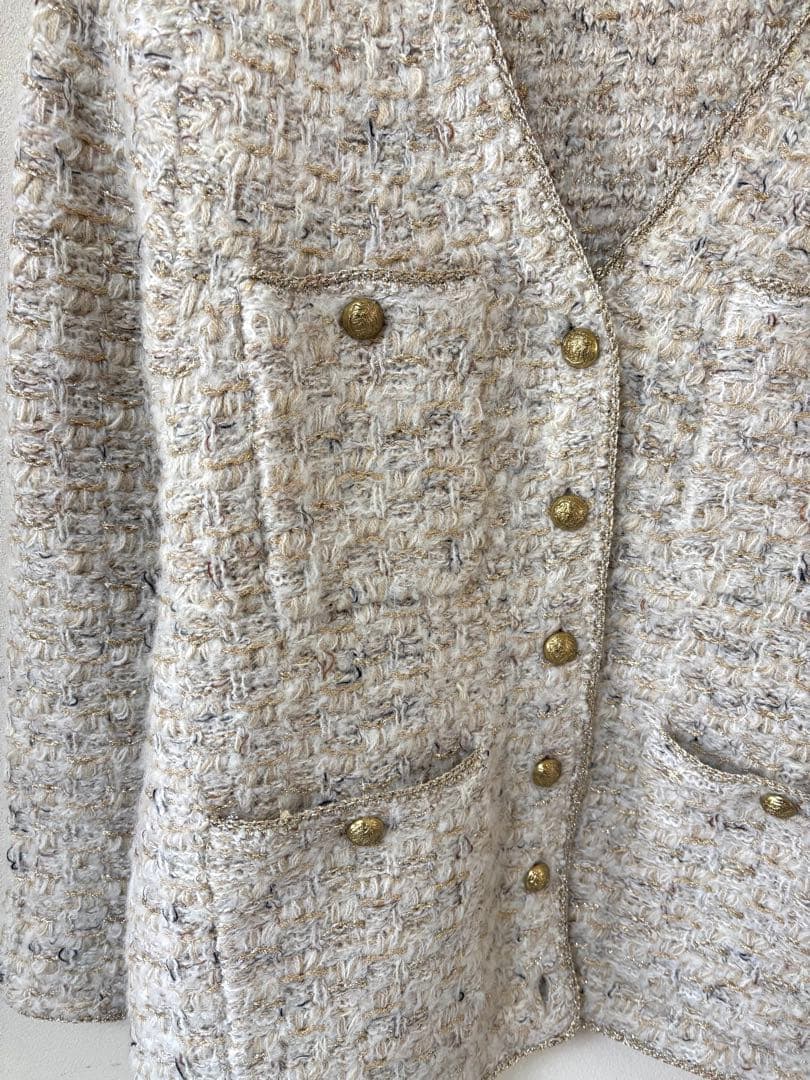 SALON adamet ropeツイードニットVネックジャケット