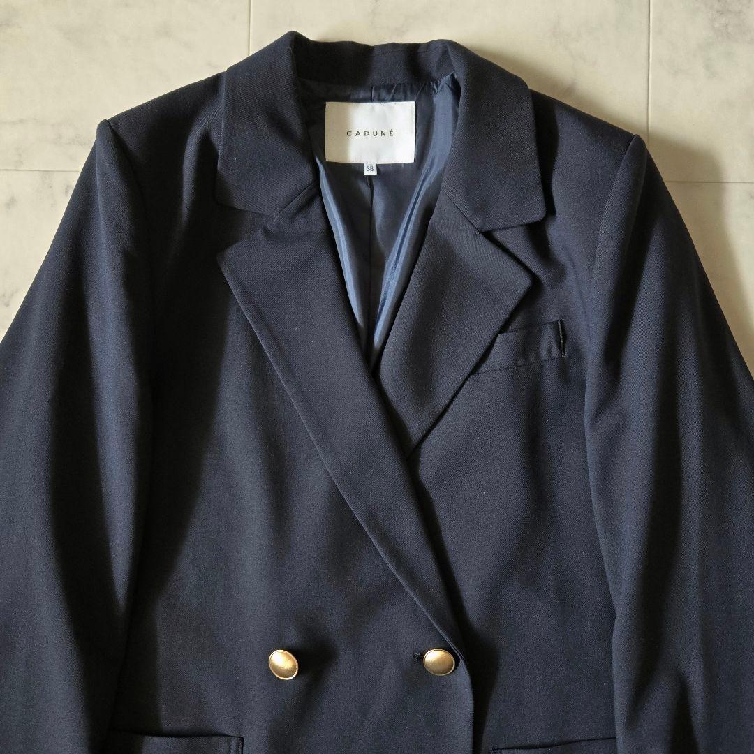 美品✨カデュネ　CADUNE　ライトテーラージャケット　ネイビー　金釦　ダブル