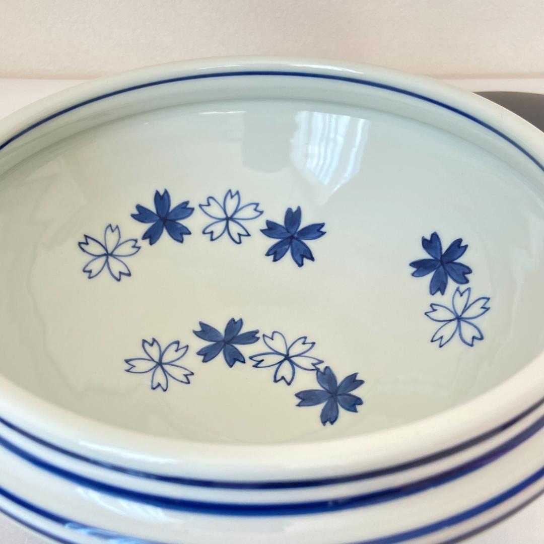 水指 桜川 染付　押小路窯 庄左エ門　共箱入　茶道具　茶器　塗蓋　伝統工芸品