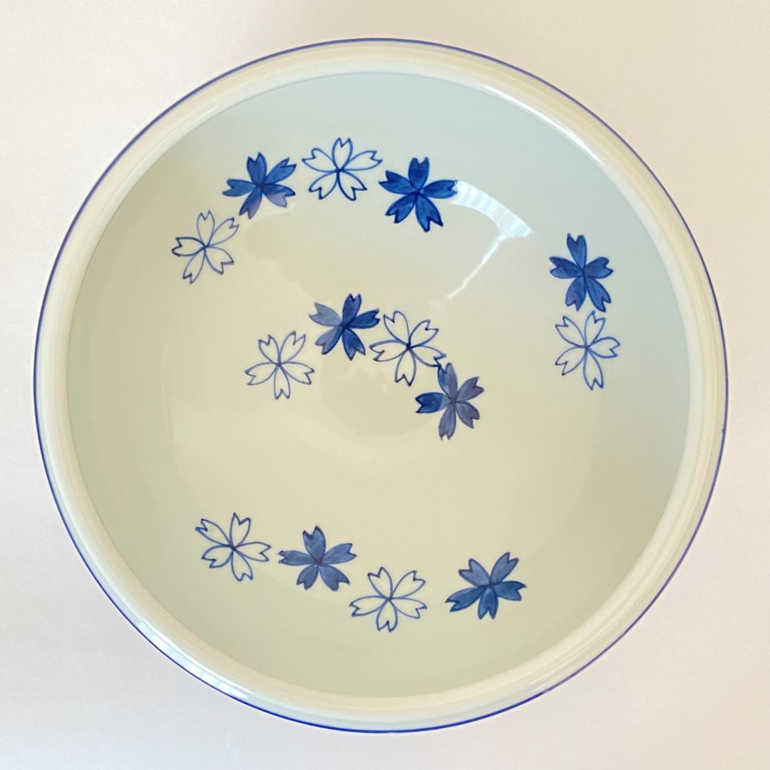 水指 桜川 染付　押小路窯 庄左エ門　共箱入　茶道具　茶器　塗蓋　伝統工芸品