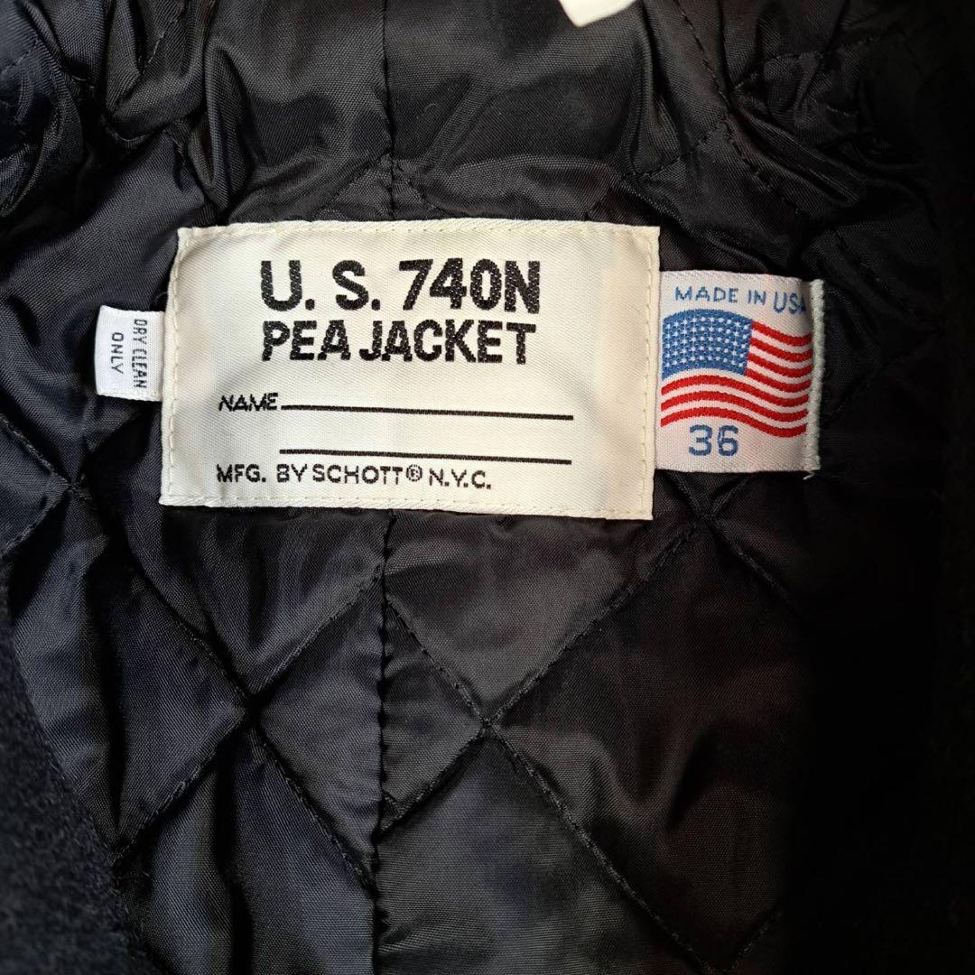 極美品 Schott ピーコート ウール USA製 厚手 36 サイズM BLK