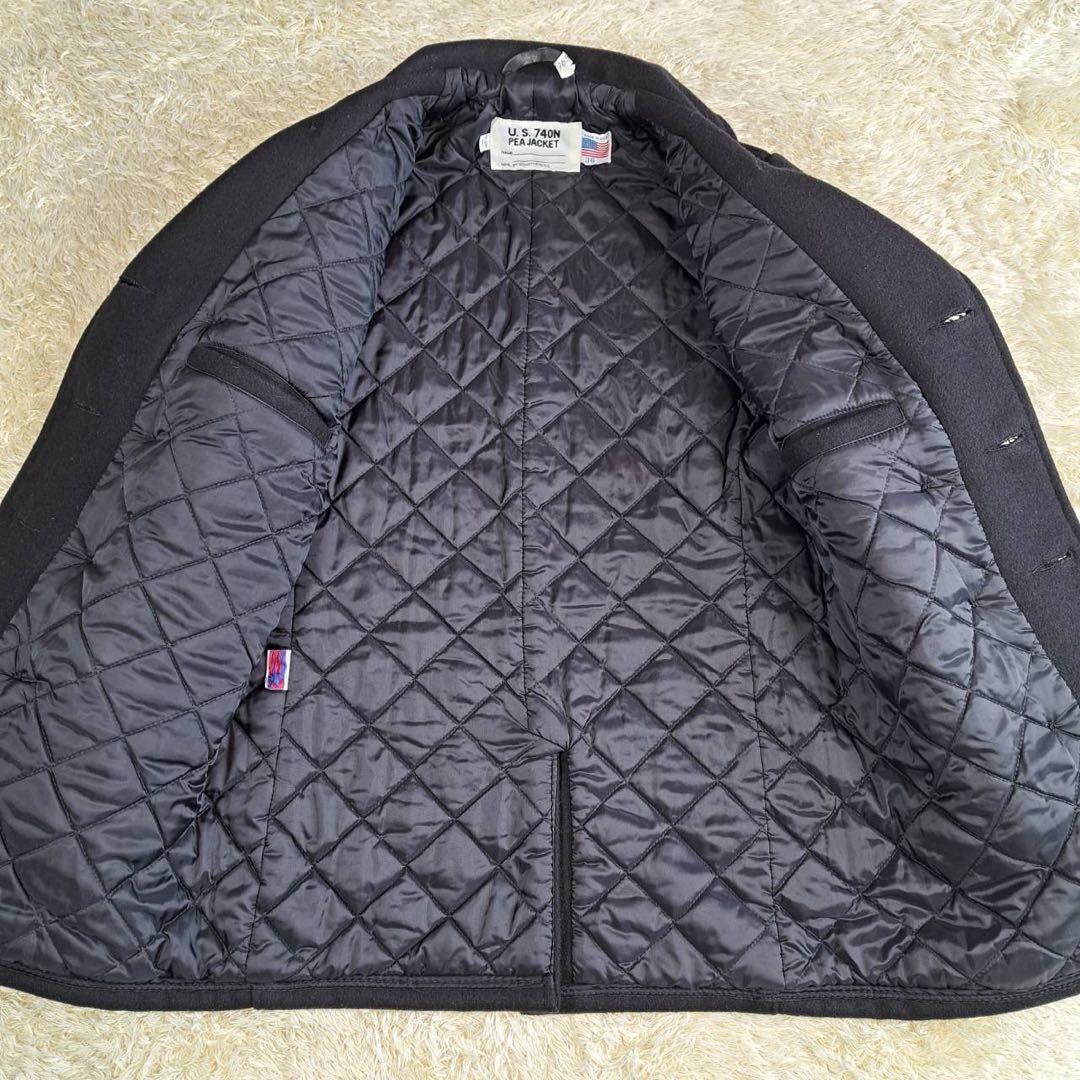 極美品 Schott ピーコート ウール USA製 厚手 36 サイズM BLK